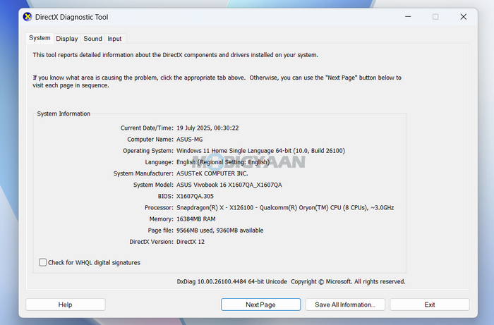 ASUS Vivobook 16 X1607QA Review About Specs Performance Benchmarks Dxdiag About CPU