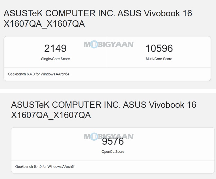 ASUS Vivobook 16 X1607QA Review About Specs Performance Benchmarks Geekbench 2