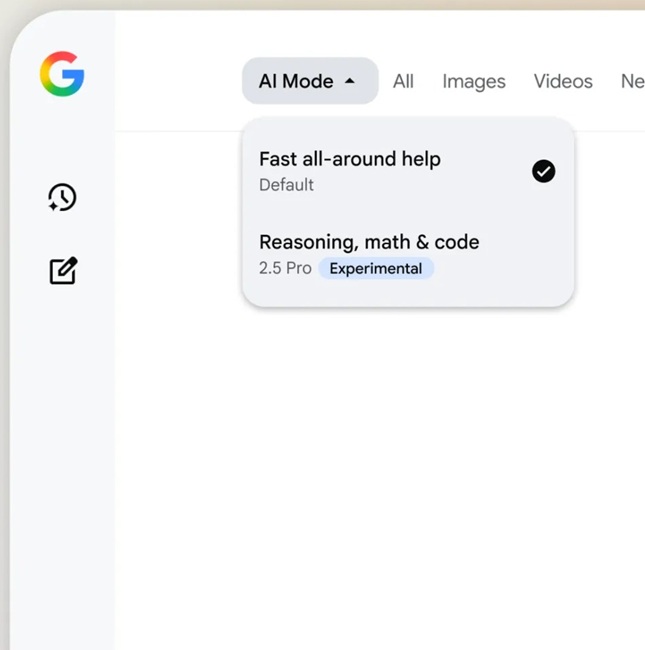 Gemini models available in AI Mode in Search