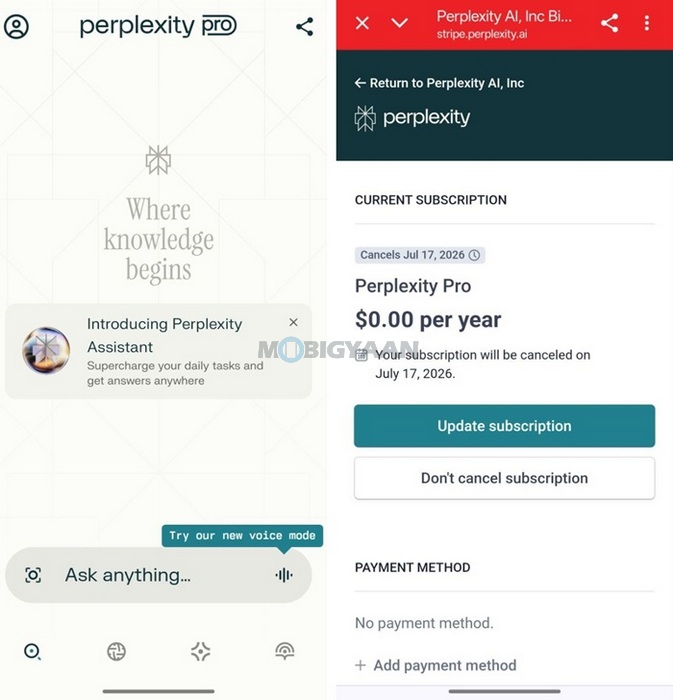 Perplexity Pro Subscription