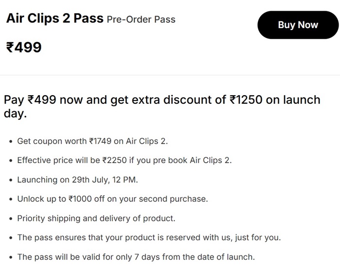 Noise Air Clips 2 Price