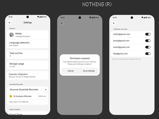 Nothing Essential Space Google Calendar Integration