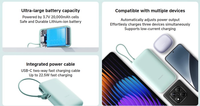 Xiaomi Compact Power Bank 20000 features