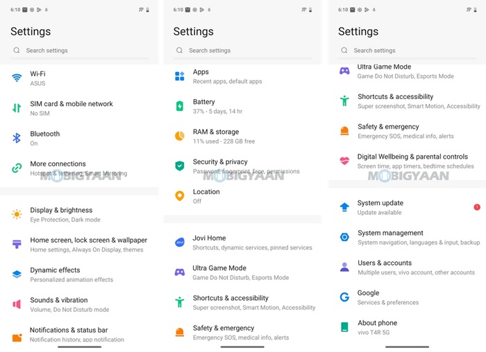 vivo T4R 5G Review FunTouchOS 15 Settings