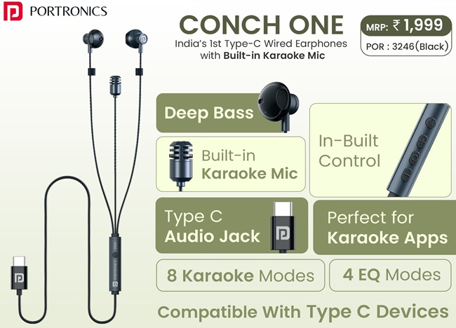 Portronics Conch One Type C Wired Earphone Features