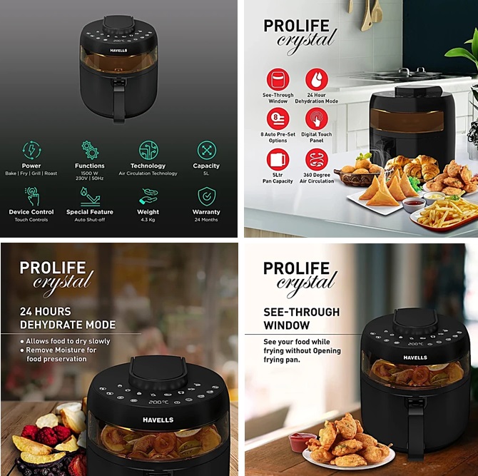 HAVELLS Prolife Crystal Air Fryer 5L