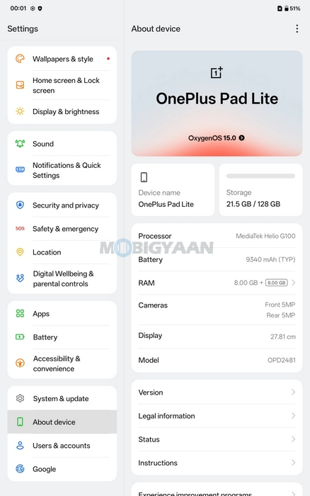 OnePlus Pad Lite Review About OxygenOS 15 Android 15