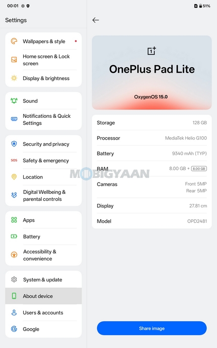 OnePlus Pad Lite Review About Specs CPU RAM ROM