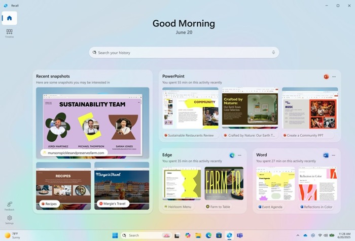 Personalized homepage in Recall