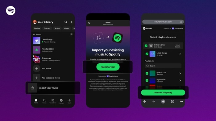 Spotify now lets you import playlists directly from YouTube Music and Apple Music 2 Spotify TuneMyMusic integration