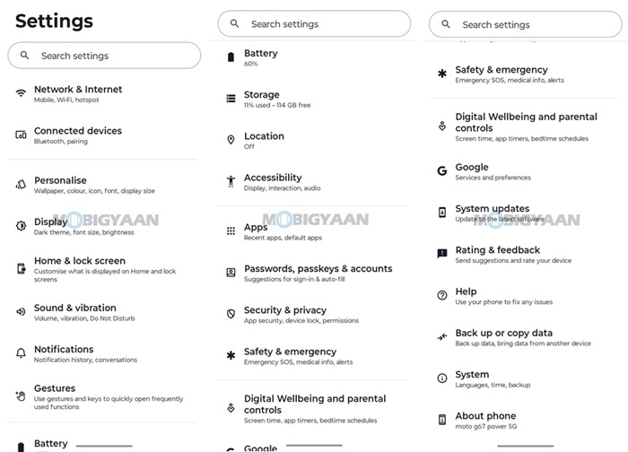 moto g67 Power 5G Review Settings