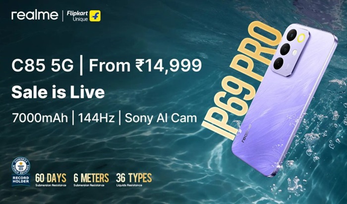 realme C85 5G launched in India at ₹14,999, featuring 144Hz display, 7000mAh battery, IP69 rating, and more 4 realme C85 5G India price