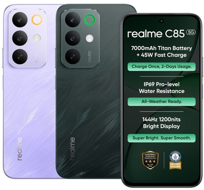 realme C85 5G launched in India at ₹14,999, featuring 144Hz display, 7000mAh battery, IP69 rating, and more 1 realme C85 5G