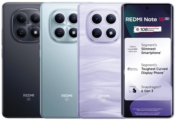 REDMI Note 15 5G launched in India at ₹22,999 featuring 7.35mm ultra-slim design, 120Hz curved AMOLED, Snapdragon 6 Gen 3, and more 1 REDMI Note 15 5G 2