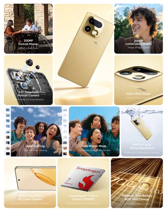 realme 16 Pro+ launched in India at ₹39,999 featuring 200MP camera, 3.5x telephoto lens, 7000mAh battery, 144Hz screen, and more 6 realme 16 Pro 5G features