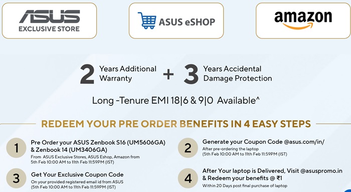 ASUS Zenbook S16 and Vivobooks 2026 Pre order India Offers