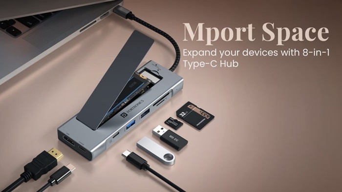 Portronics Mport Space 8-in-1 Type-C Hub launched in India at ₹2,799 featuring M.2 SSD slot, 100W PD, 4K HDMI, and more 1 Portronics Mport Space
