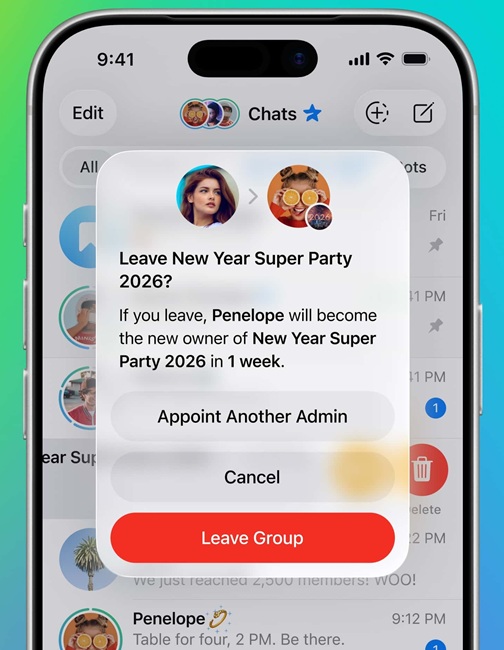 Telegram Leaving Groups to a New Admin