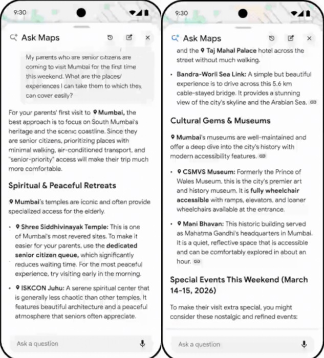 Google Maps Trip Planning