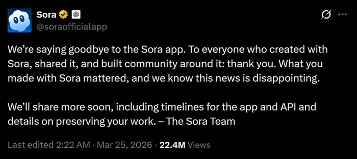 OpenAI announces shutdown of Sora AI video generator 2 Sora App Shutdown