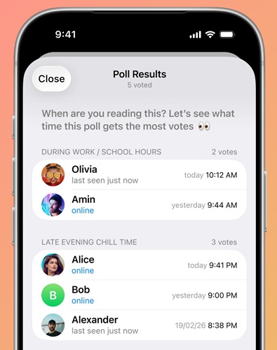 Timestamps for Polls