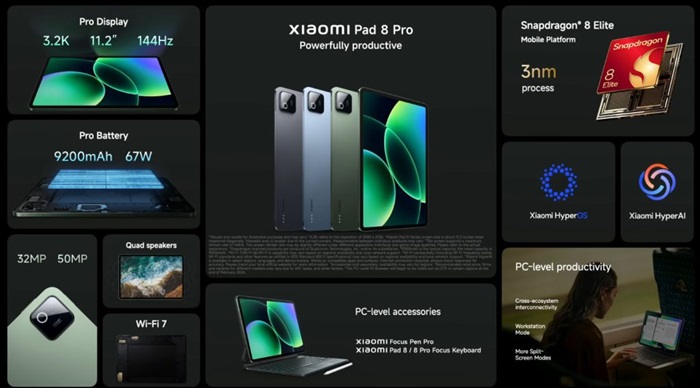 Xiaomi Pad 8 and Xiaomi Pad 8 Pro debut globally at MWC 2026 alongside Xiaomi 17 Series 3 Xiaomi Pad 8 Pro Features