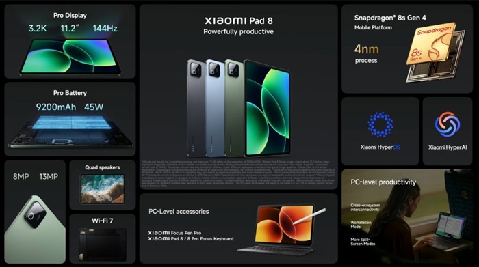 Xiaomi Pad 8 and Xiaomi Pad 8 Pro debut globally at MWC 2026 alongside Xiaomi 17 Series 2 Xiaomi Pad 8 Features