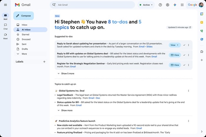 AI Inbox in Gmail