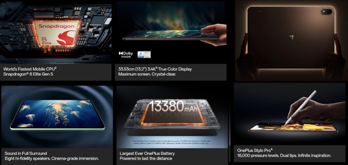 OnePlus Pad 4 set to launch in India on 30th April, to feature 3.4K 144Hz display, Snapdragon 8 Elite Gen 5, and more 2 OnePlus Pad 4 Features