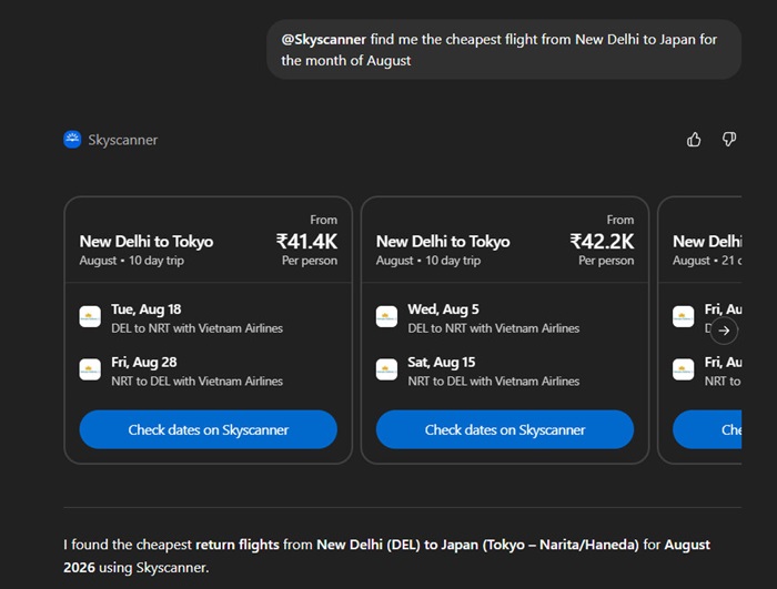 Skyscanner ChatGPT