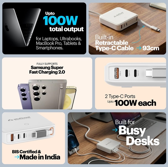 Stuffcool Zeno 100W Desktop Charging Station Features