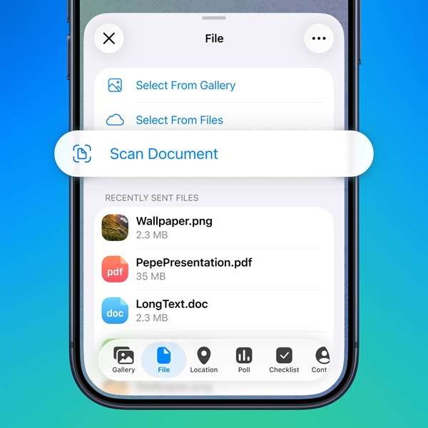Telegram 12.6 update brings AI text editor, advanced poll, Live Photos, bot tools, and more 7 Telegram Document Scanner on iOS