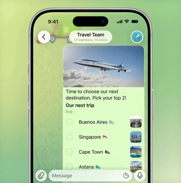Telegram 12.6 update brings AI text editor, advanced poll, Live Photos, bot tools, and more 3 Telegram Polls New Features