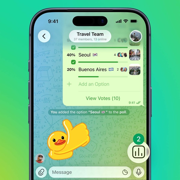 Telegram 12.6 update brings AI text editor, advanced poll, Live Photos, bot tools, and more 4 Telegram Streamlined Polls