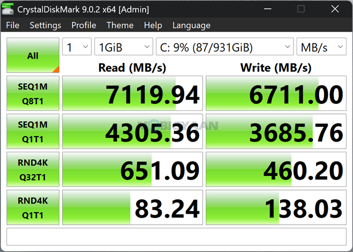 ASUS Zenbook S16 UM5606GA Review Performance CrystalDiskMark Storage Benchmark 1