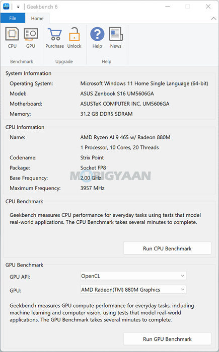 ASUS Zenbook S16 UM5606GA Review Performance Geekbench 6