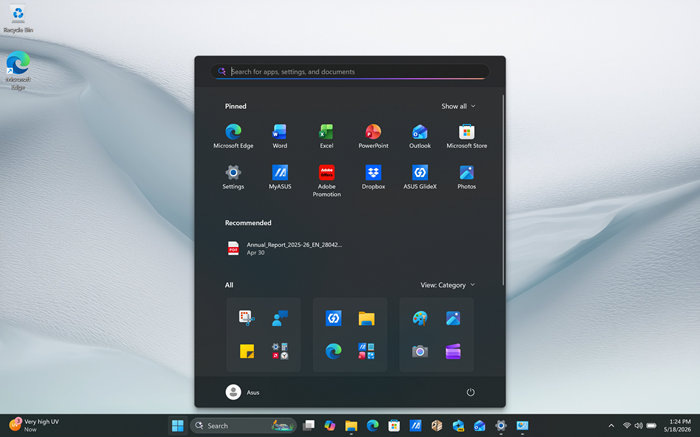 ASUS Zenbook S16 UM5606GA Review Windows 11 Desktop Start Menu