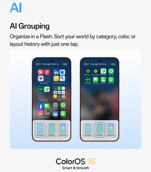 ColorOS 16 AI Grouping
