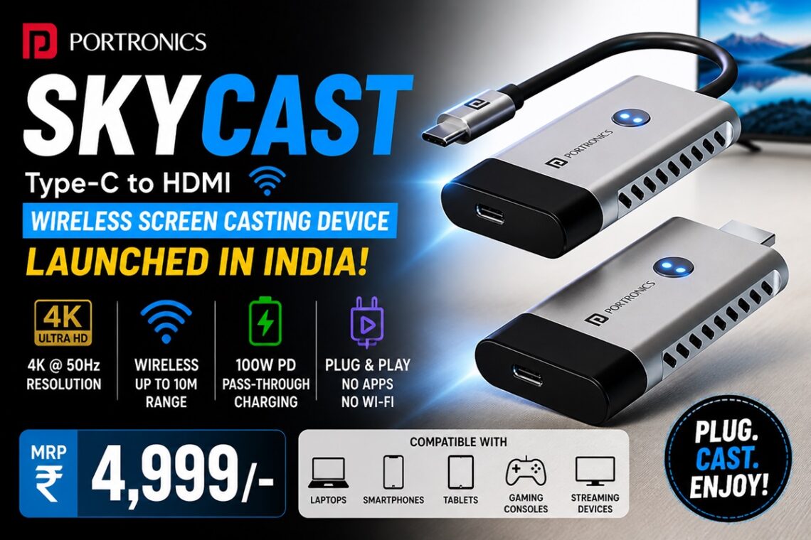 Portronics Sky Cast wireless screen casting device launched in India at ...