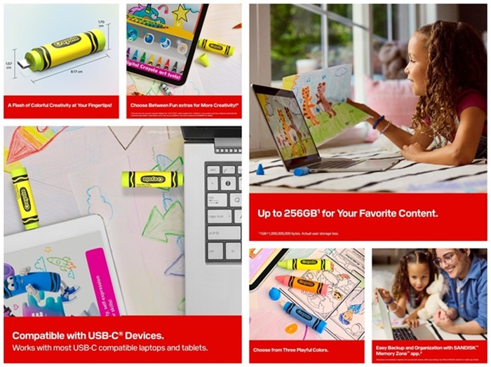 SanDisk Crayola USB-C Flash Drive launched in India with up to 300 MB/s speeds and up to 256 GB storage 3 SANDISK Crayola USB-C Flash Drive