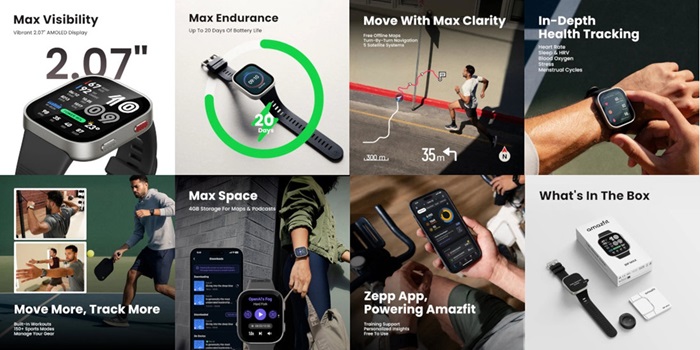 Amazfit Bip Max launched in India at ₹10,999 featuring 2.07-inch AMOLED display, dedicated GPS, aluminum alloy design, upto 20 days battery, and more 2 Amazfit BIP Max Features