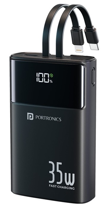 Portronics Titan 35 launched in India at ₹2,049 with 20,000 mAh battery, 35W PD fast charging, Type-C and 8-Pin cables 2 Portronics Titan 35