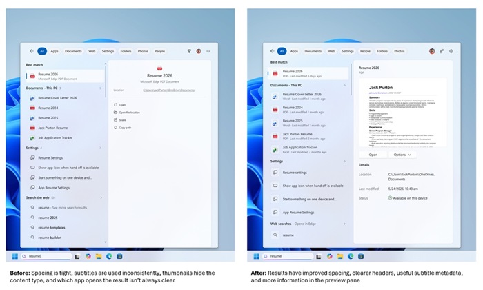 Windows Search gets cleaner UI, typo support and improved file search 3 Windows Search Box Clearer results