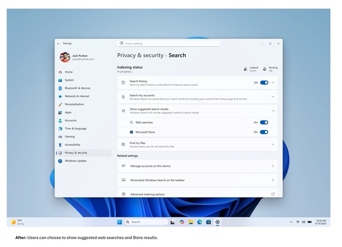Windows Search gets cleaner UI, typo support and improved file search 7 Windows Search Box Privacy Security