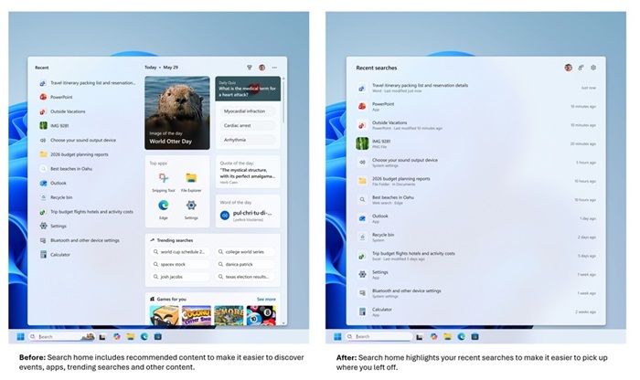 Windows Search gets cleaner UI, typo support and improved file search 2 Windows Search Box simplified home screen