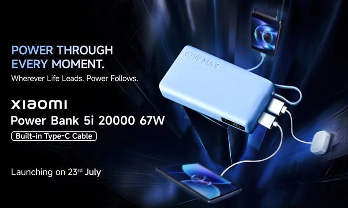 Xiaomi Power Bank 5i 20000 67W launched in India at ₹3,299 featuring built-in Type-C, digital display, 3 ports, and more 3 Xiaomi Power Bank 5i 20000 67W