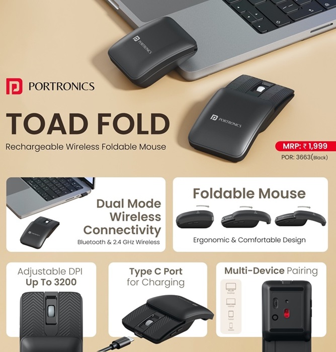 Portronics Toad Fold foldable wireless mouse launched in India at ₹899 3 Portronics Toad Fold Foldable Wireless Mouse Features