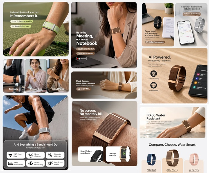 URBAN ARC NOTE fitness band launched in India at ₹6,999 with screen-less design and AI meeting recorder 2 URBAN ARC NOTE Features