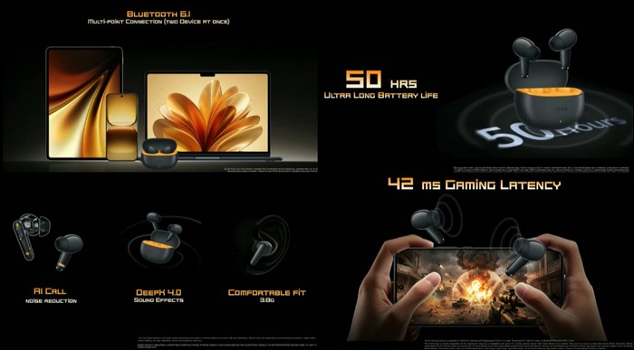 iQOO Buds launched in India at ₹1,899 featuring 50h playback, 42ms gaming latency, Bluetooth 6.1, Spatial Audio, DeepX 4.0, and more 2 iQOO Buds Features