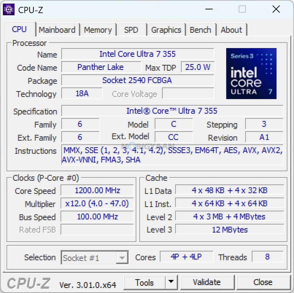 ASUS Zenbook DUO Review UX8407AA CPU Z Processor